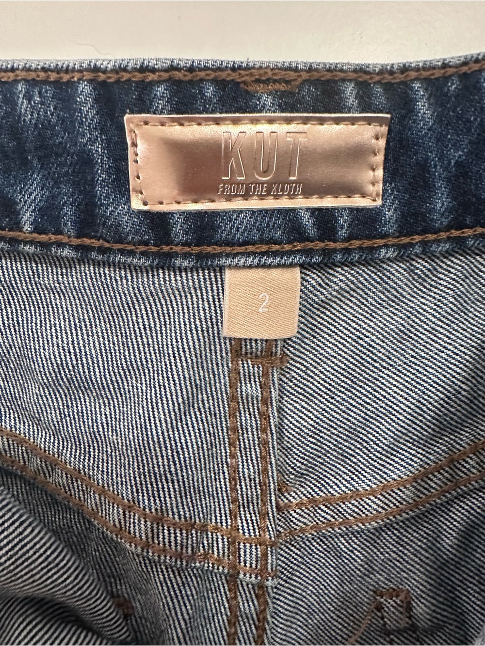 Kut from the Kloth Distressed Dark Blue long Denim Shorts - Picture 3 of 4